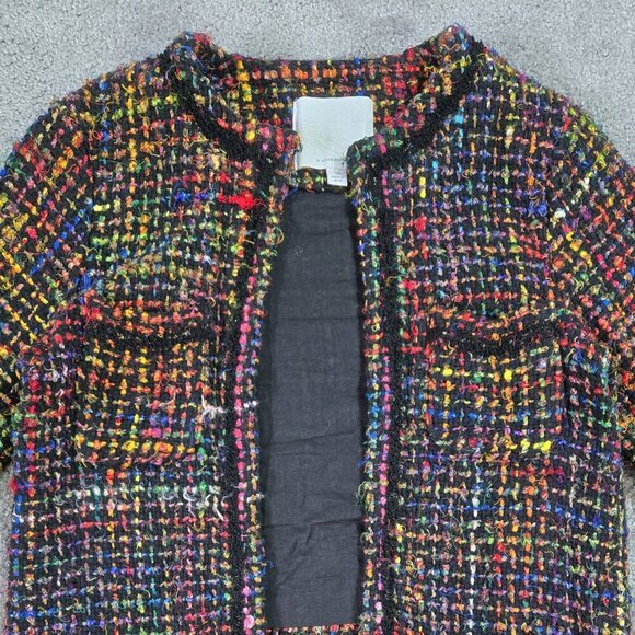 Anthropologie ett:twa Berwyn Silk Blend Multicolor Tweed Open Front Jacket - Picture 5 of 10